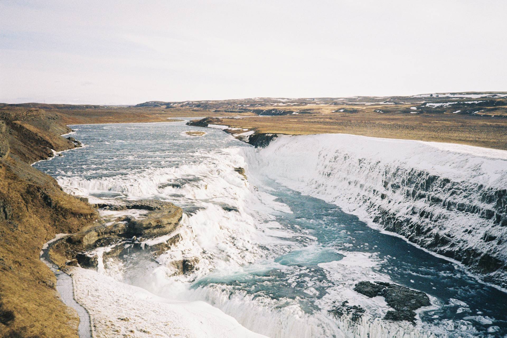 A photograph of Gullfoss waterfall, part of the Golden Circle